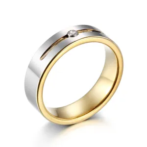 Trendy Tungsten Steel Couple Rings with Zircon Accents for Men and Women - Wholesale Fashion Jewelry