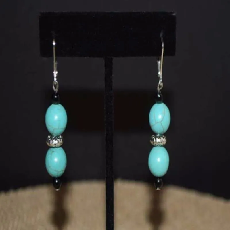 Turquoise Antique Silver Drop Earrings