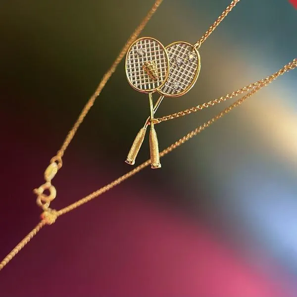 Unique Badminton Racket Design Necklace