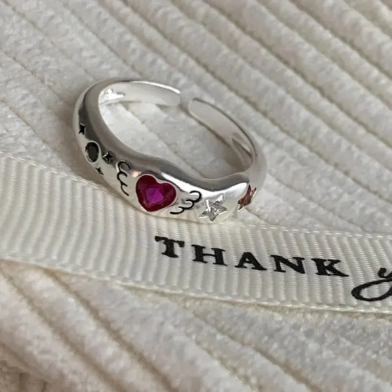 VAIGE Colorful Heart Gemstone Cocktail Rings in Sterling Silver