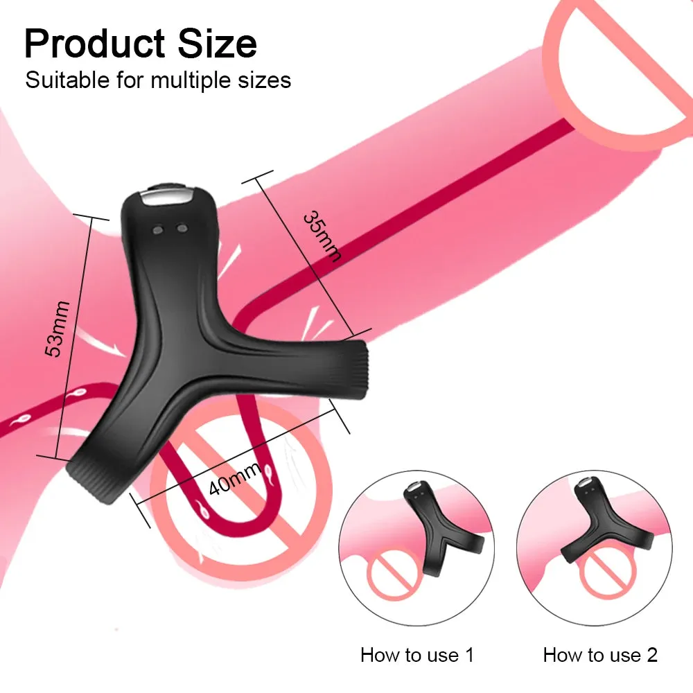 Versatile 3-in-1 Vibrating Penis Ring Male Sex Device with 10 Vibration Modes