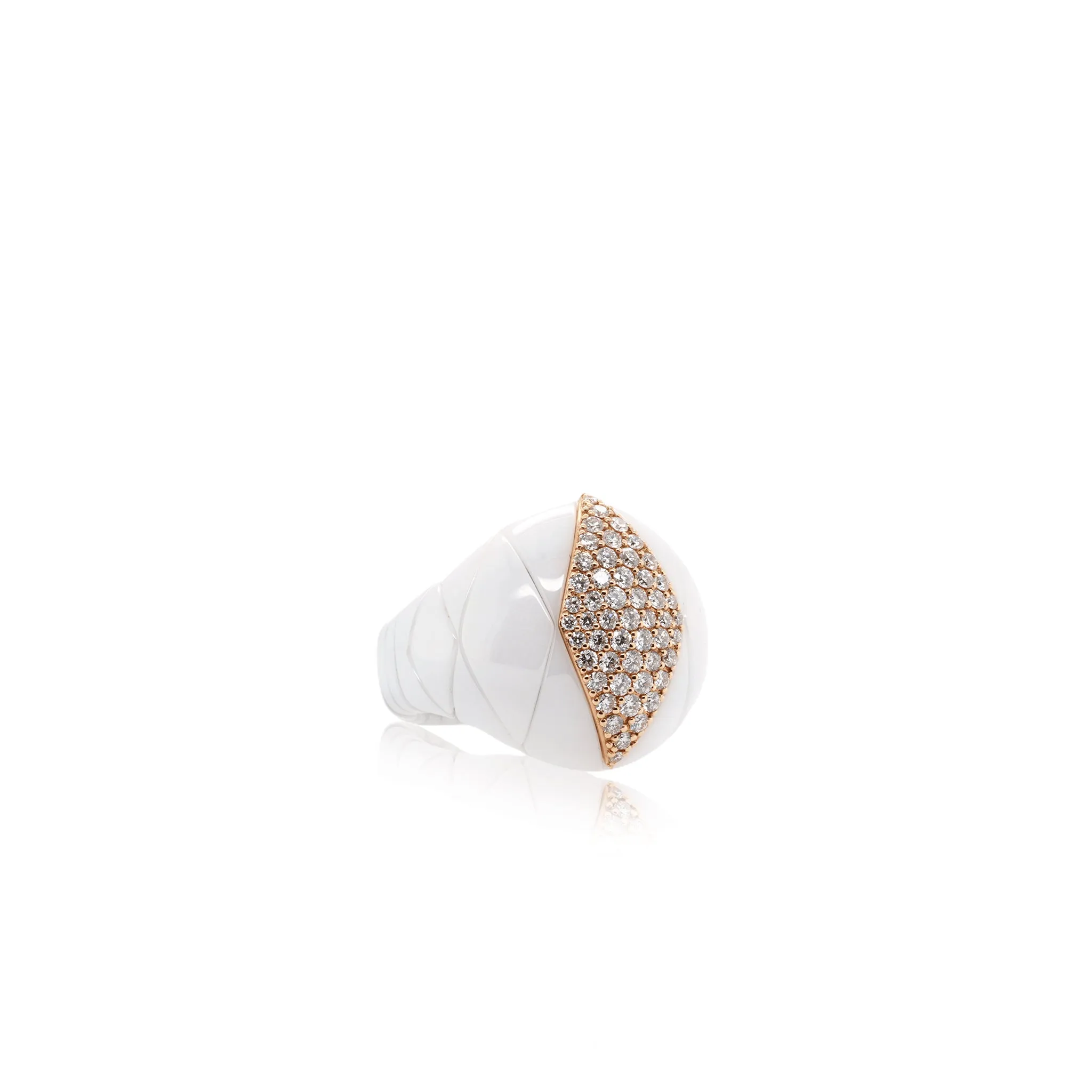 White Ceramic Ring with White Diamond