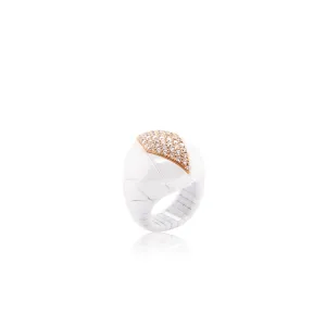 White Ceramic Ring with White Diamond