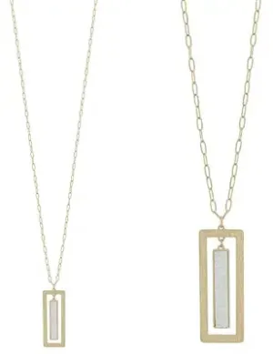 White Druzy Rectangular Necklace