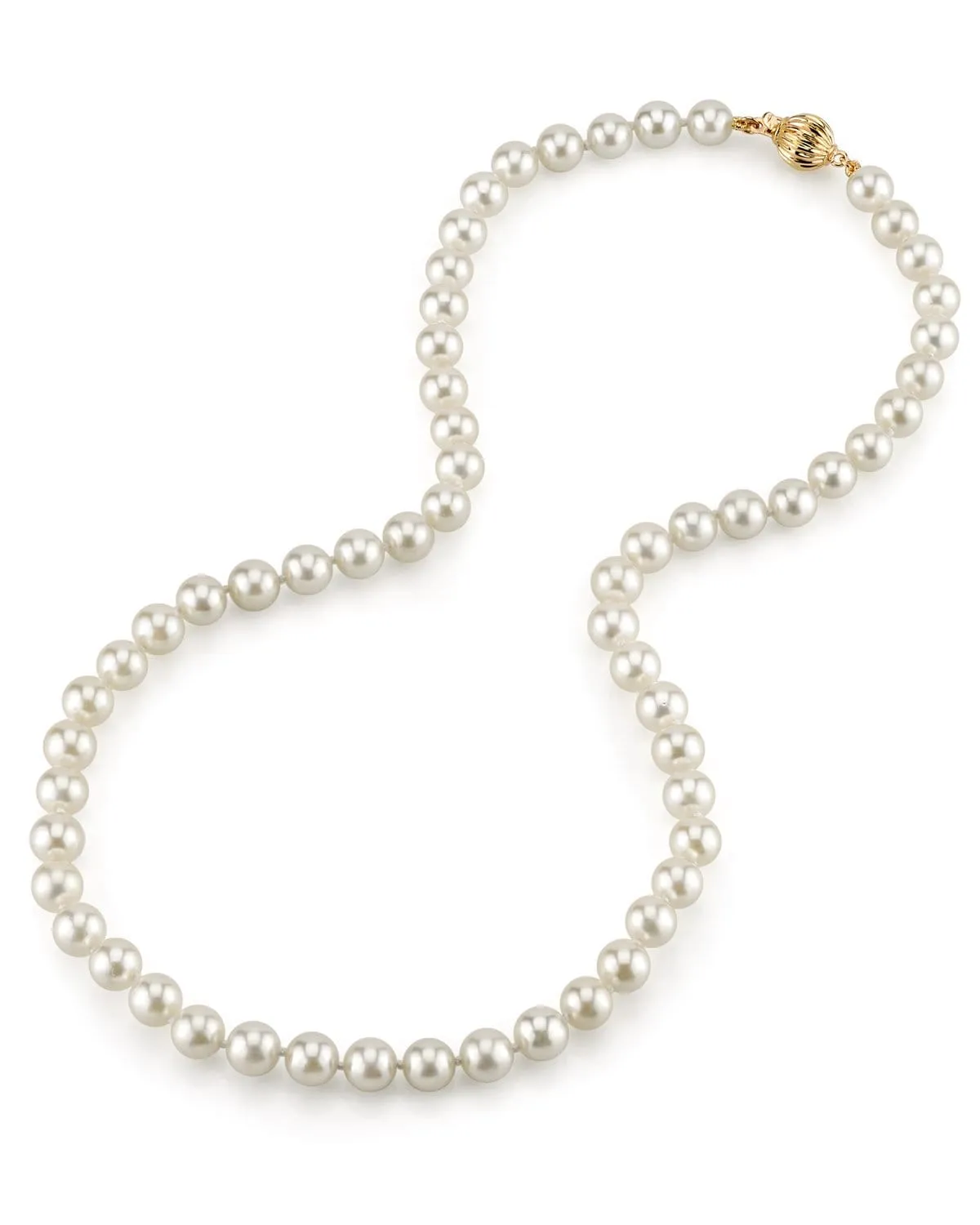 White Japanese Akoya Pearl Necklace, 6.5-7.0mm - AA  Quality