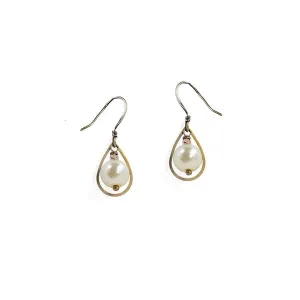 White Pearl Inside Teardrop Earrings