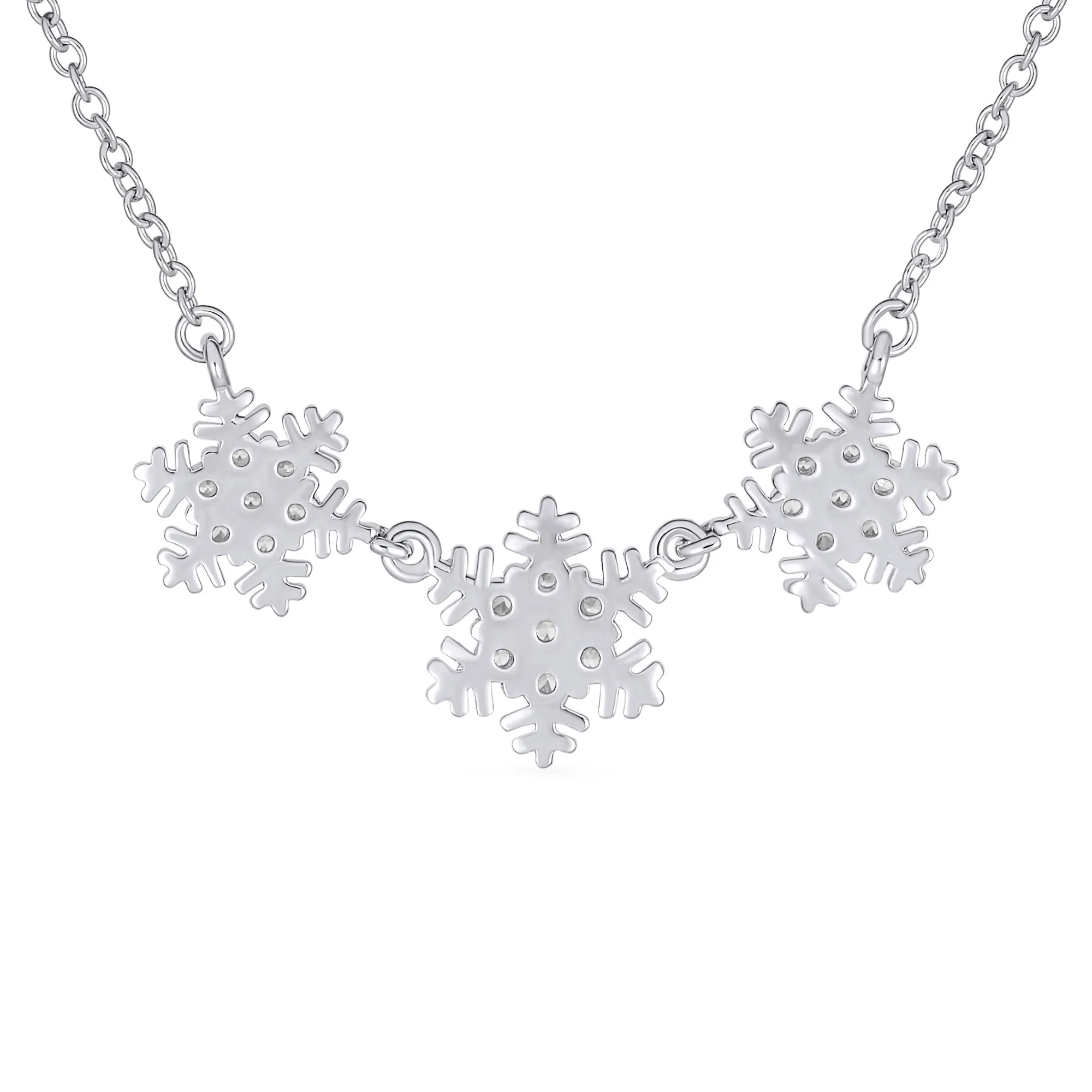 Winter Ice Blue Cubic Zirconia Snowflake Pendant Necklace in Sterling Silver