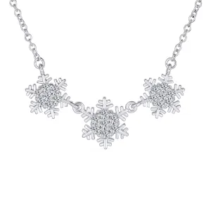 Winter Ice Blue Cubic Zirconia Snowflake Pendant Necklace in Sterling Silver