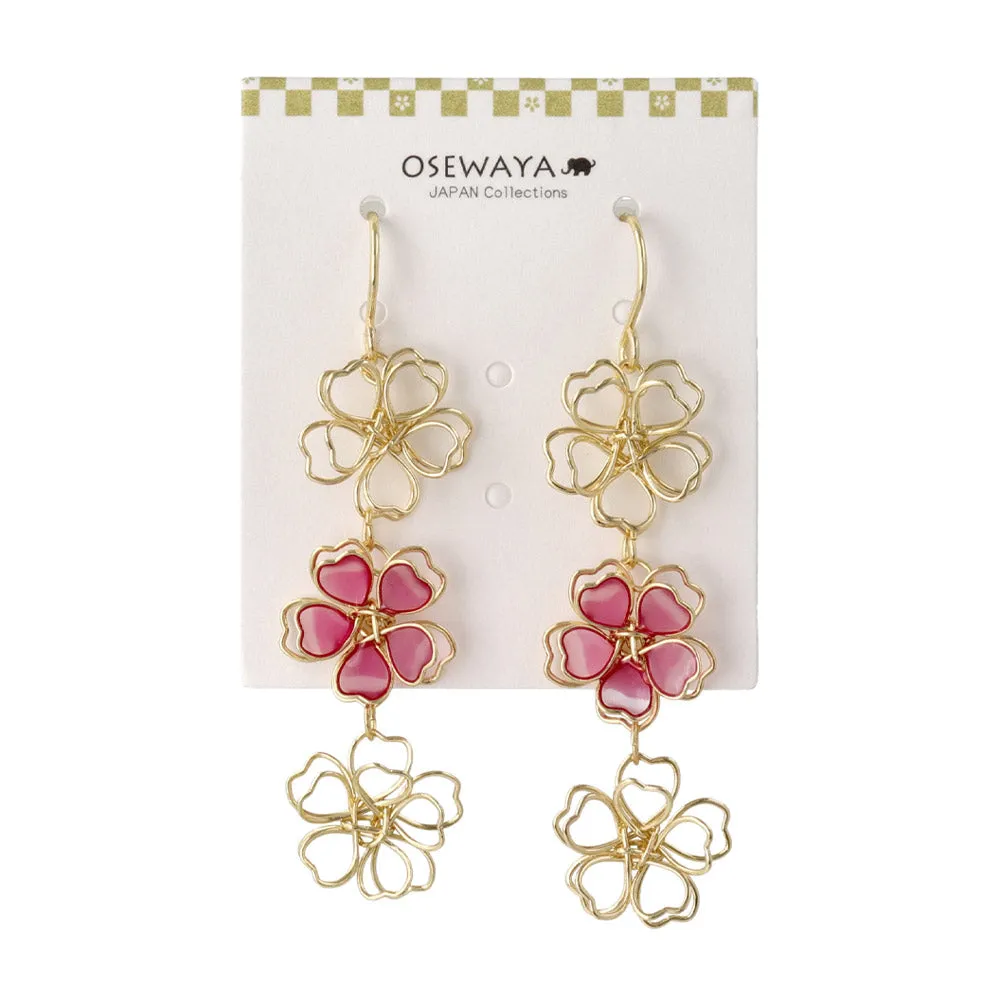 Wire Sakura Link Drop Earrings