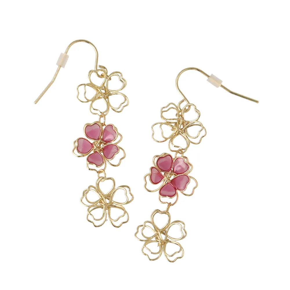 Wire Sakura Link Drop Earrings