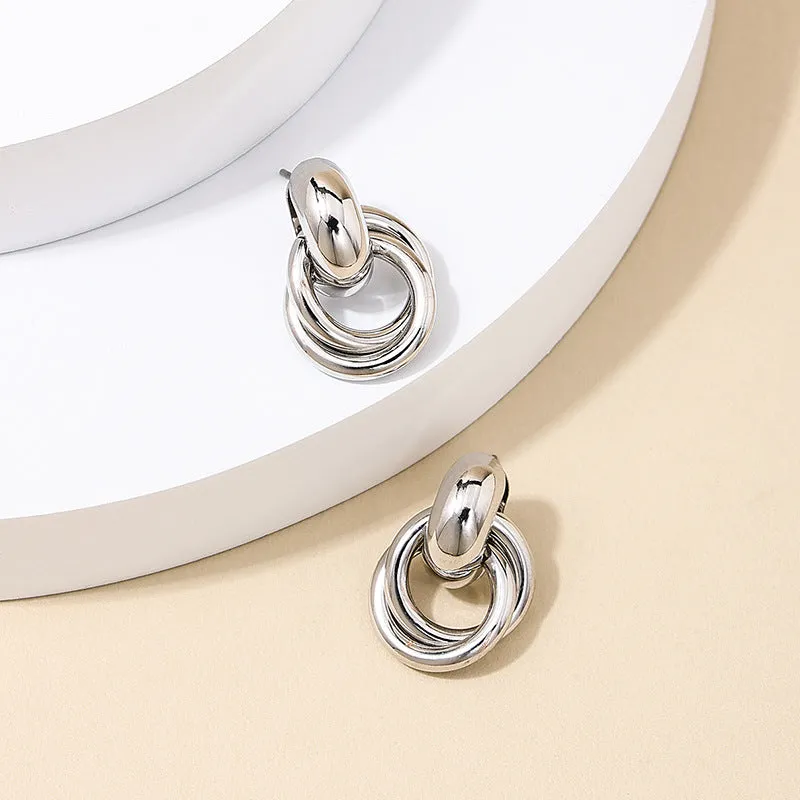 Women's Geometry Pattern Retro Circle Earrings