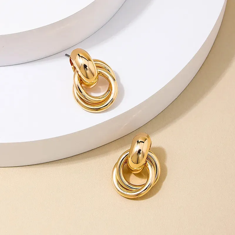 Women's Geometry Pattern Retro Circle Earrings