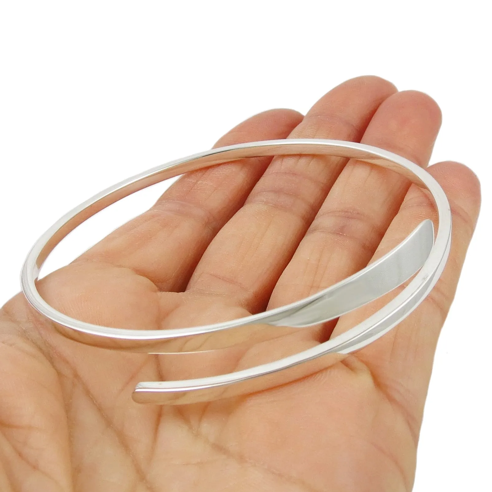 Womens Sterling Silver Open Bangle