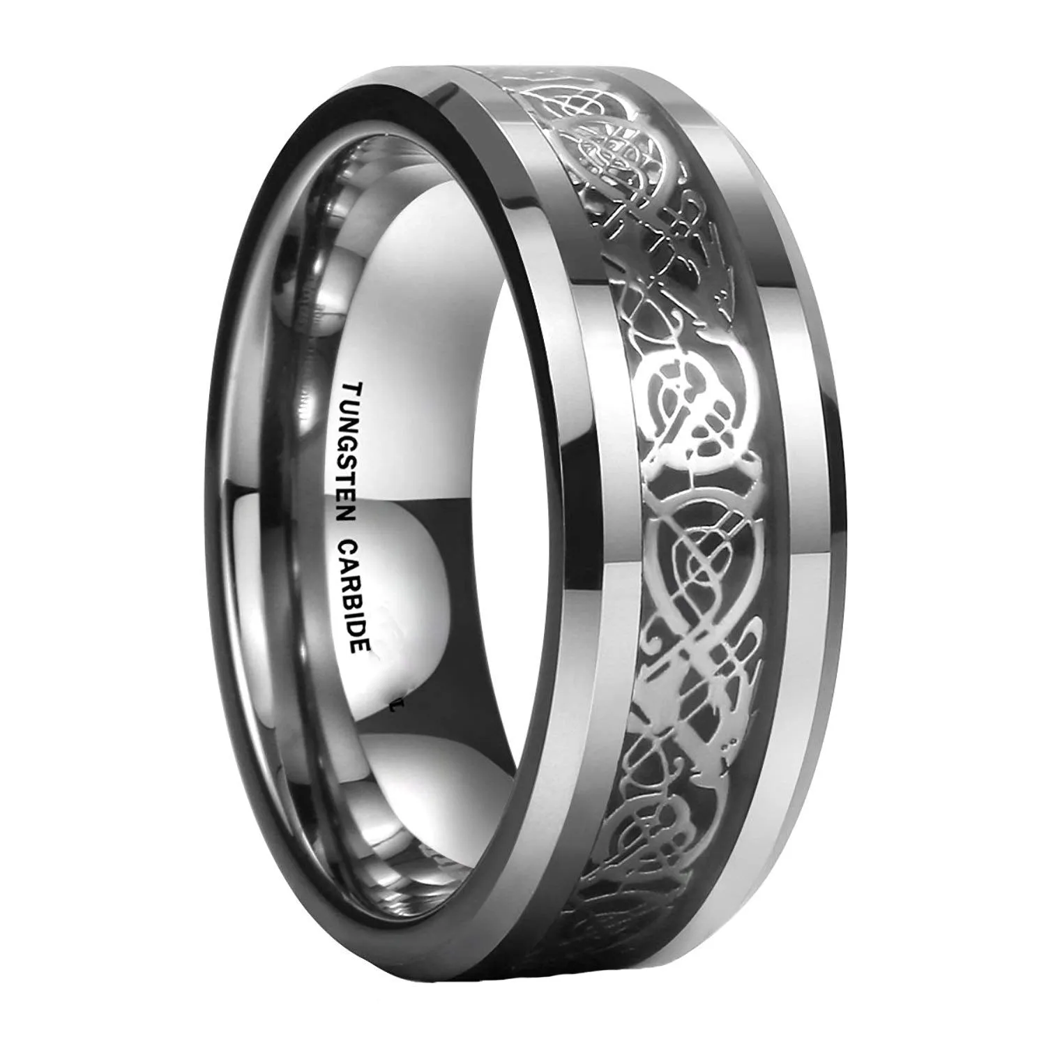 Yellow Chimes Silver Rings For Men | Pack of 1 Stainless Steel Men Ring | Dragon Celtic Design Silver Finger Ring for Boys | Ideal Gift For Men and Boys