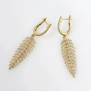 YELLOW GOLD DIAMOND PALM LEAF EARRINGS