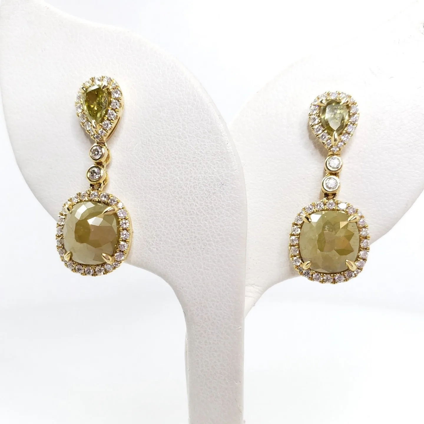 YELLOW GOLD ROUGH DIAMOND DANGLE EARRINGS