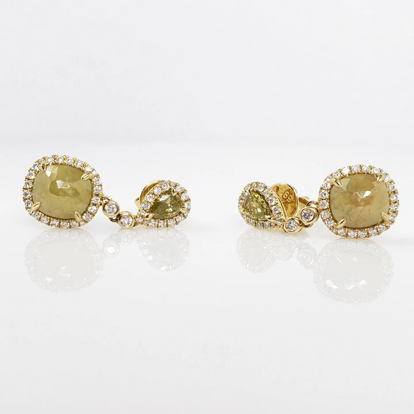 YELLOW GOLD ROUGH DIAMOND DANGLE EARRINGS