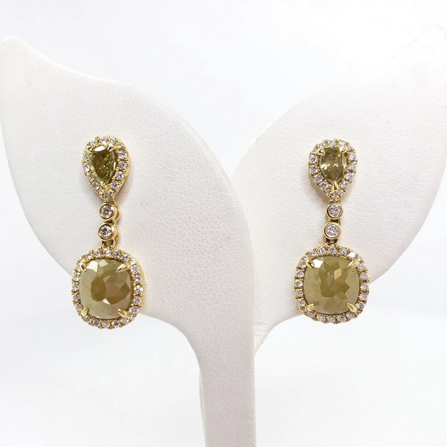 YELLOW GOLD ROUGH DIAMOND DANGLE EARRINGS